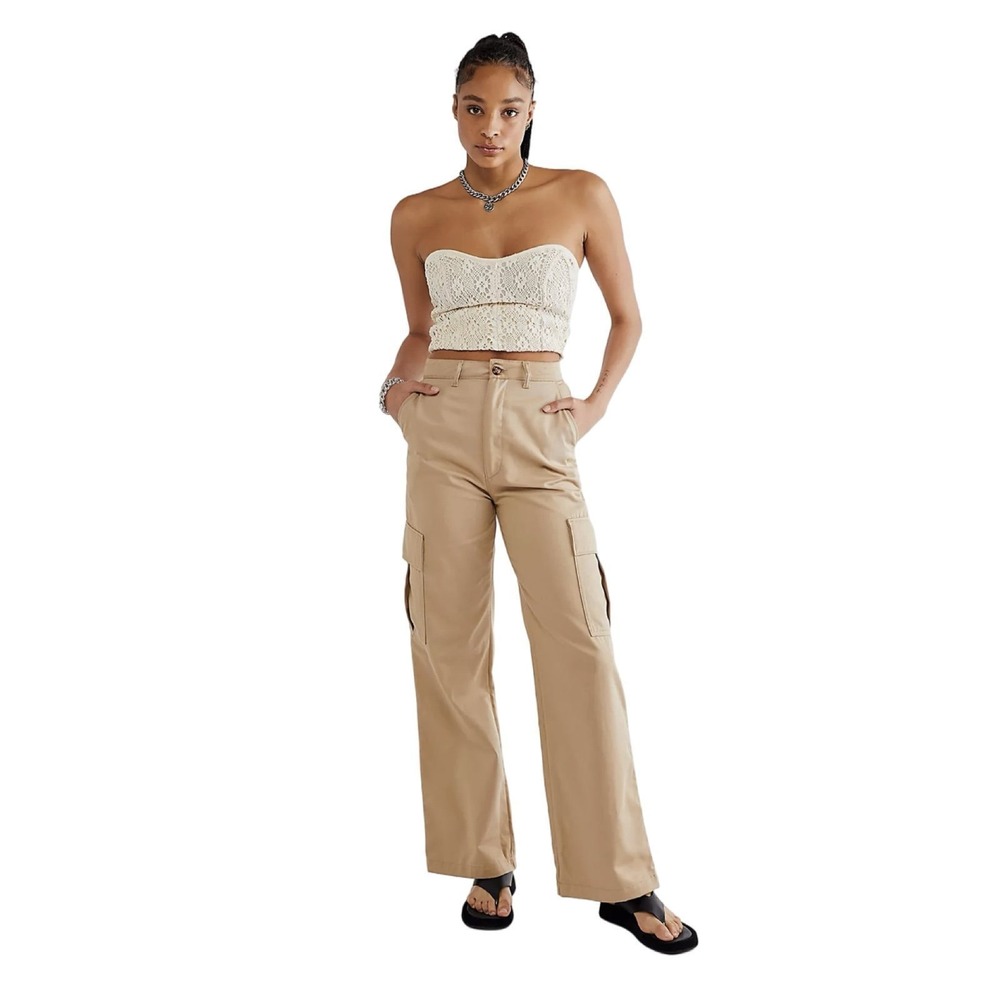 Free People Boyish Jeans Women's Tan Cobain Crowd‎ Crgo Pants 27 $198